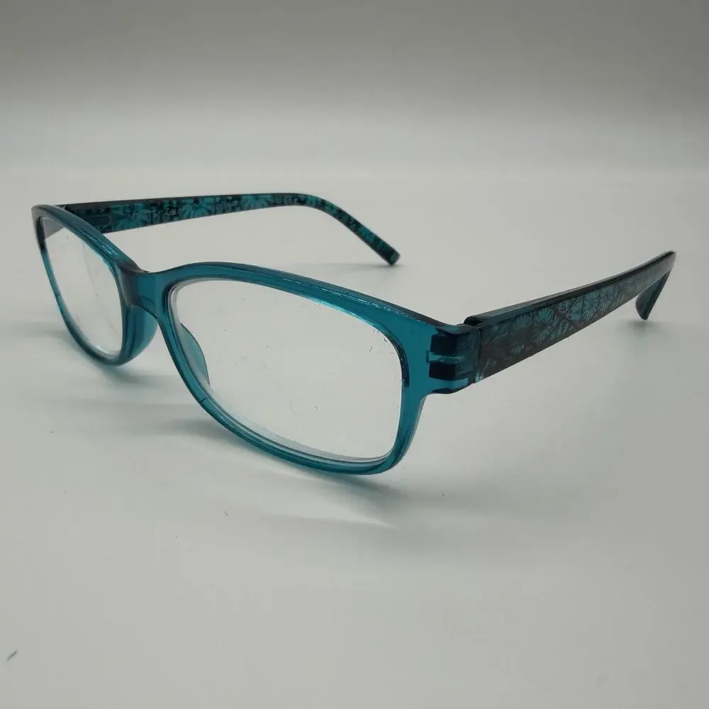 Foster Grant Pearla Teal Women’s Reading Glasses +3.25 53-16-144 Floral Frames